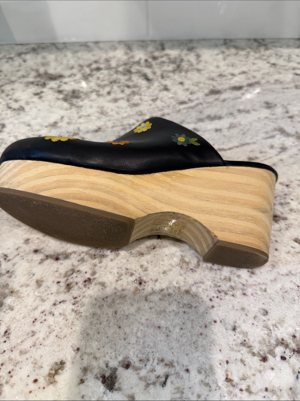 Pilcro Black Slide Sandals with Gold Logo - Picture 3 of 3